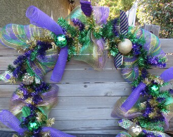 Mardi Gras Garland Mardi Gras Table Decor Mardi Gras Mantel Garland Jester Hat Garland Fat Tuesday Swag Purple Gold Mardi Gras Centerpiece