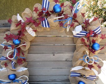 4th Of July Garland 4th Of July Mantel Swag July 4th Mesh Door Garland Red White Blue Garland Burlap Red Star Swag Independence Day Garland