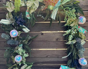 Summer Garland Fish Garland Summer Mantle Swag Beach Table Decor Sea Themed Garland Beach Party Decor Summer Mantel Swag Coral Fish Garland