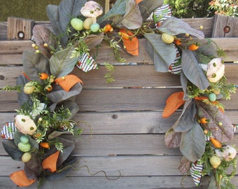 Easter Garland Carrot Greenery Garland Spring Mushroom Garland Magnolia Leaf Mantel Swag Easter Egg Greenery Garland Carrot Mushroom Garland