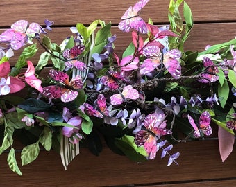 Butterfly Garland Butterfly Cherry Blossom Garland Spring Flower Table Decor Easter Floral Table Swag Pink Butterfly Eucalyptus Centerpiece