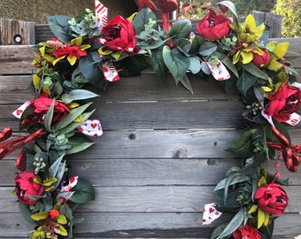 Valentine's Day Garland Red Peony Greenery Garland Red Heart Table Decor Valentine Table Decor V-Day Door Decor Red Floral Valentine Swag