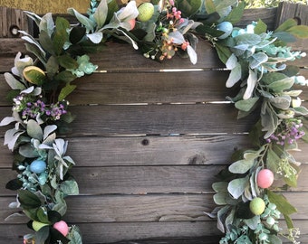 Easter Garland Easter Egg Table Decor Easter Door Decor Easter Lamb's Ear Swag Easter Egg Eucalyptus Mantel Garland Easter Egg Centerpiece