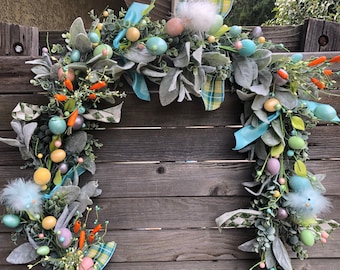 Easter Egg Garland Easter Carrot Greenery Garland Chick Egg Door Decor Easter Egg Berry Table Decor Spring Chick Garland Easter Mantel Decor