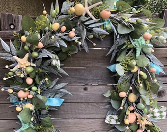 Easter Egg Starfish Garland Easter Table Decor Spring Sea Garland Egg Starfish Mantel Greenery Beach Themed Easter Eucalyptus Centerpiece