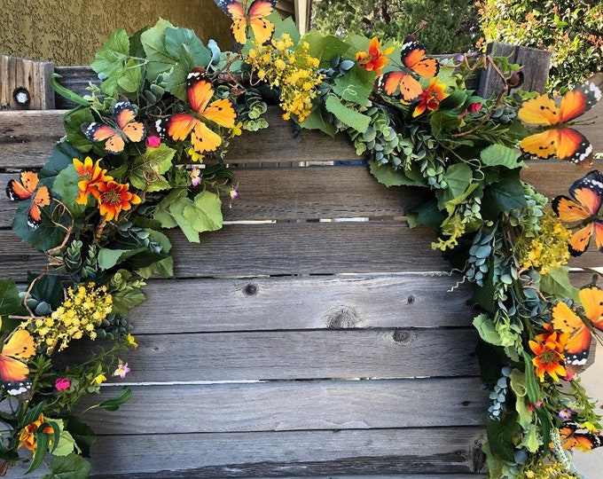 Butterfly Garland Butterfly Door Decor Monarch Butterfly Mantel Swag Spring Butterfly Table