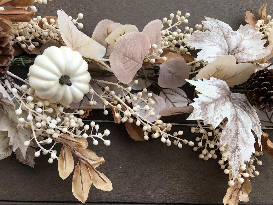 Fall Table Swags Fall Table Decor Thanksgiving Table Garland Cream Berry Pumpkin Swag ...