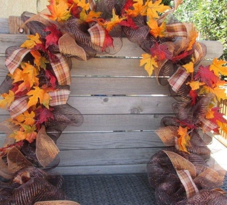 Fall Garland Fall Leaf Garland Fall Deco Mesh Garland Fall Etsy
