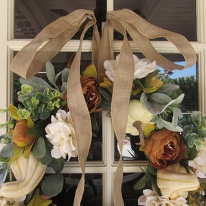 Fall Pumpkin Wreath Fall Gourd Wreath Fall Peony Door Decor Hydrangea Rose Wreath Thanksgiving White Pumpkin Wreath Fall Greenery Wreath bild 4