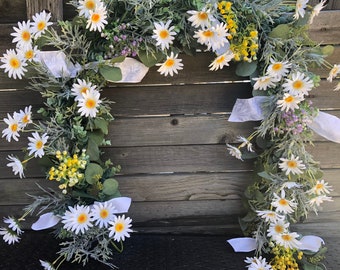 Summer Garland Daisy Garland Spring Table Decor Spring Mantel Swag Daisy Eucalyptus Garland Summer Flower Door Decor Year Round Garland