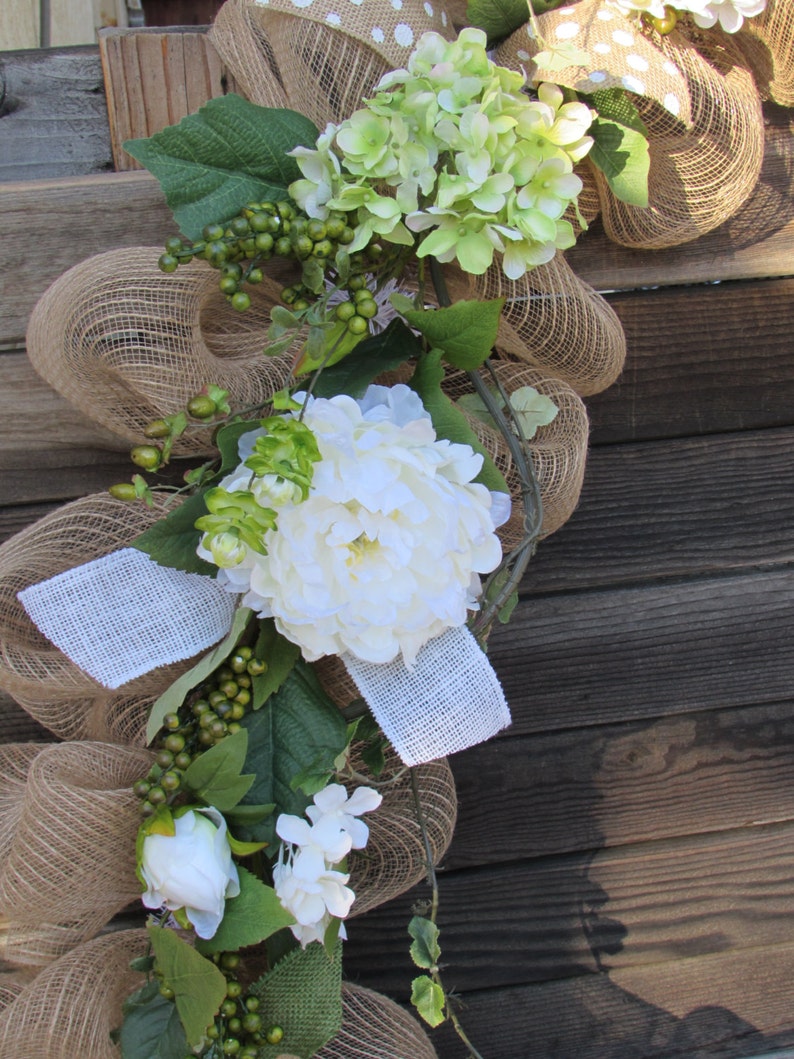 10' Greenery Garland Deco Mesh Flower Garland Floral Door Etsy