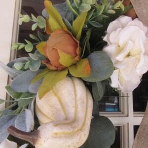 Fall Pumpkin Wreath Fall Gourd Wreath Fall Peony Door Decor Hydrangea Rose Wreath Thanksgiving White Pumpkin Wreath Fall Greenery Wreath bild 8