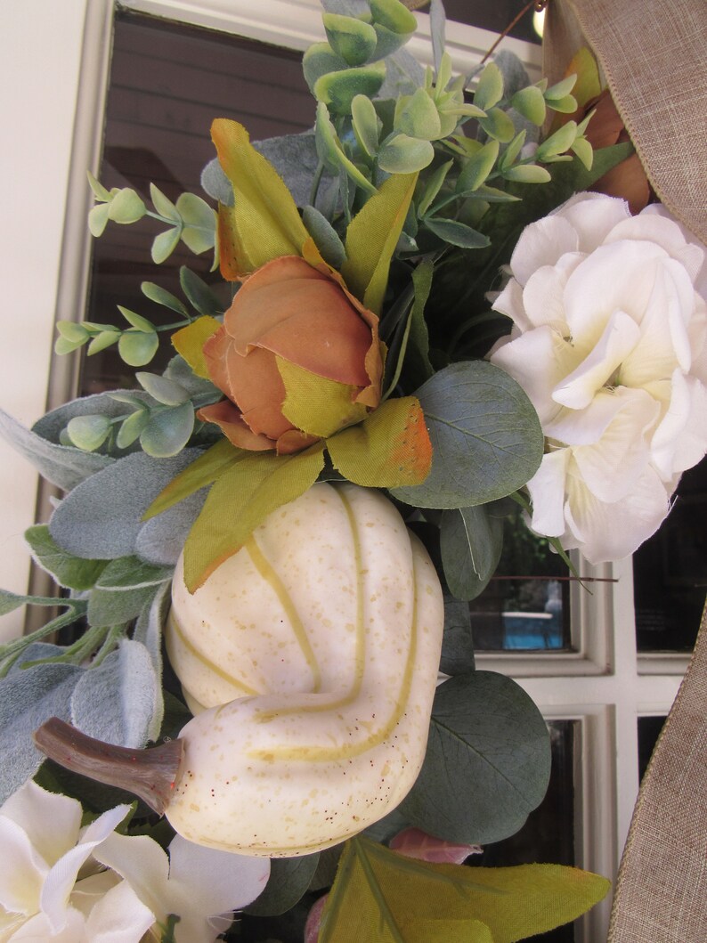 Fall Pumpkin Wreath Fall Gourd Wreath Fall Peony Door Decor Hydrangea Rose Wreath Thanksgiving White Pumpkin Wreath Fall Greenery Wreath bild 8