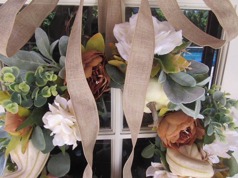 Fall Pumpkin Wreath Fall Gourd Wreath Fall Peony Door Decor Hydrangea Rose Wreath Thanksgiving White Pumpkin Wreath Fall Greenery Wreath bild 5