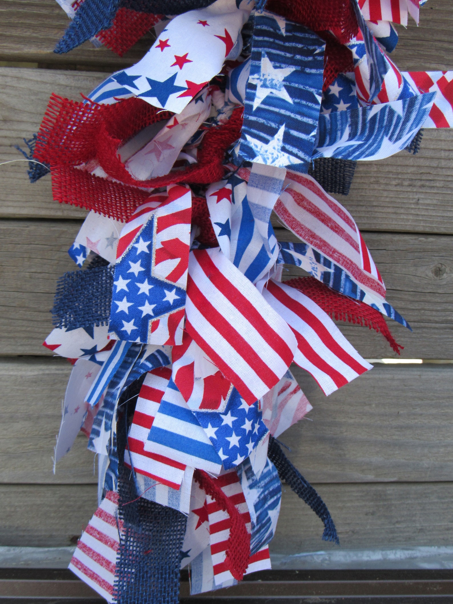 4th of July Garland Patriotic Fabric Garland 4th Fabric Mantel Etsy