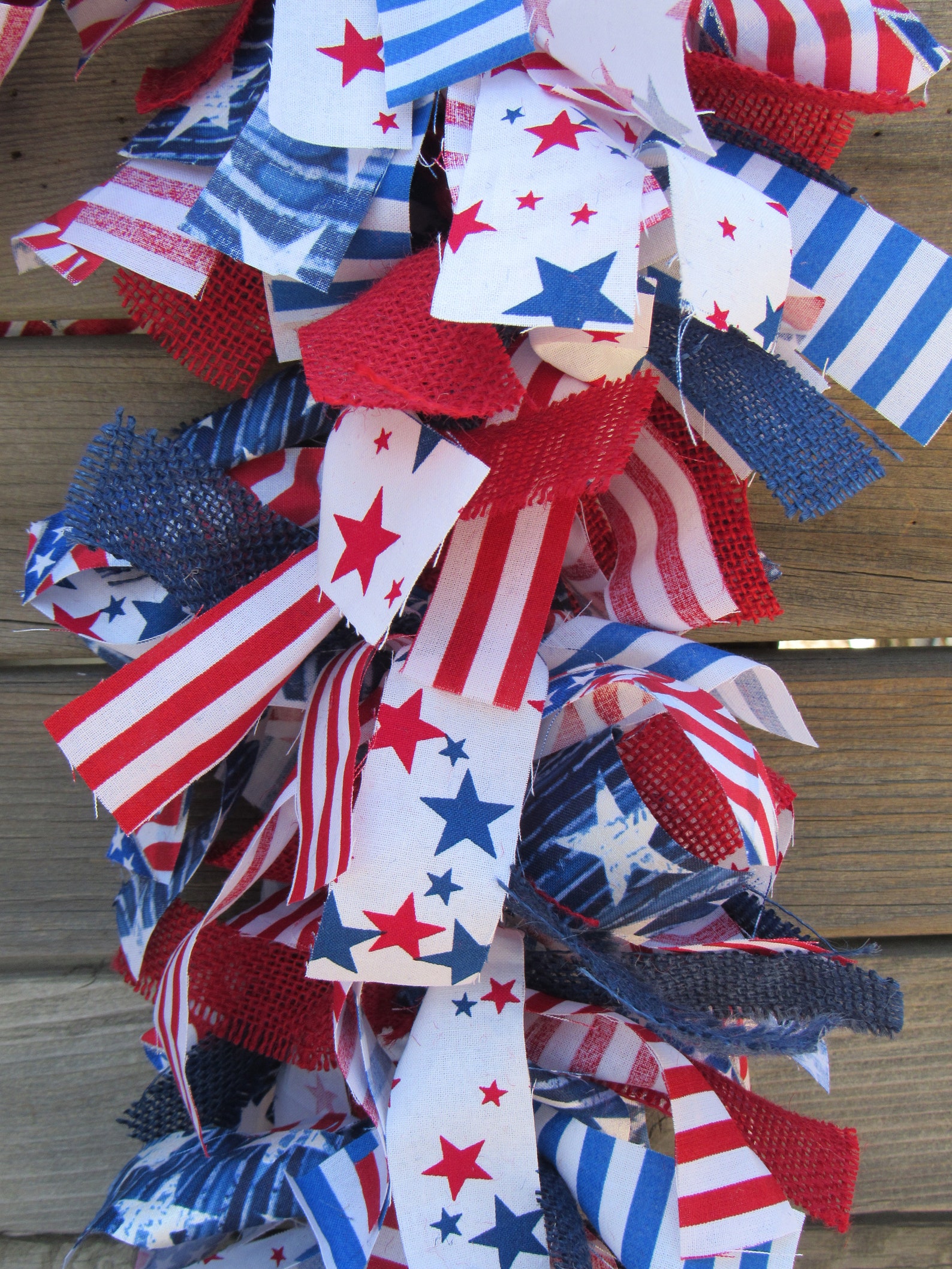 4th of July Garland Patriotic Fabric Garland 4th Fabric Mantel Etsy