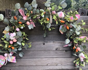 Easter Garland Easter Bunny Garland Easter Greenery Table Decor Easter Egg Centerpiece Easter Mantel Decor Spring Egg Carrot Greenery