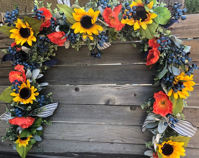 Sunflower Garland Sunflower Blueberry Table Decor Summer Flower Mantel ...