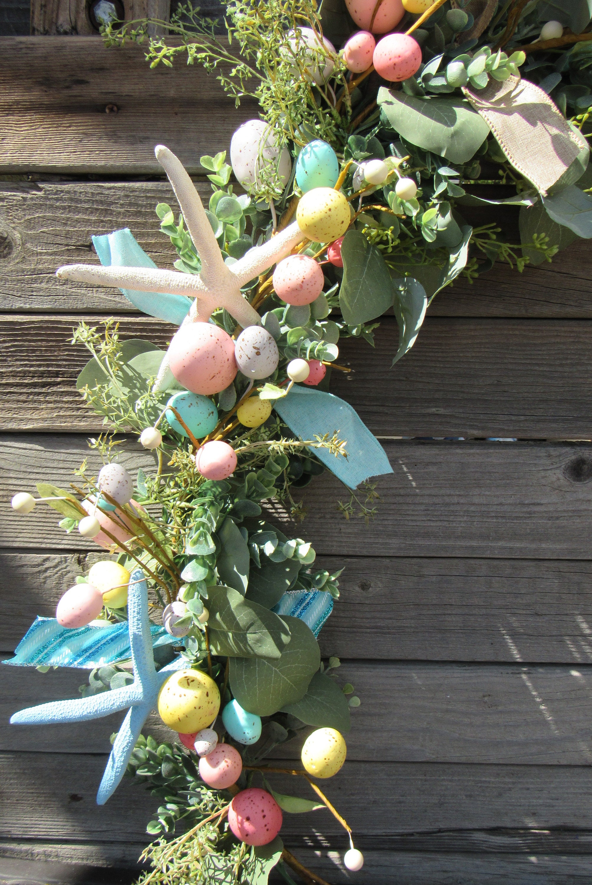 Easter Beach Garland Easter Egg Starfish Swag Egg Starfish Greenery ...