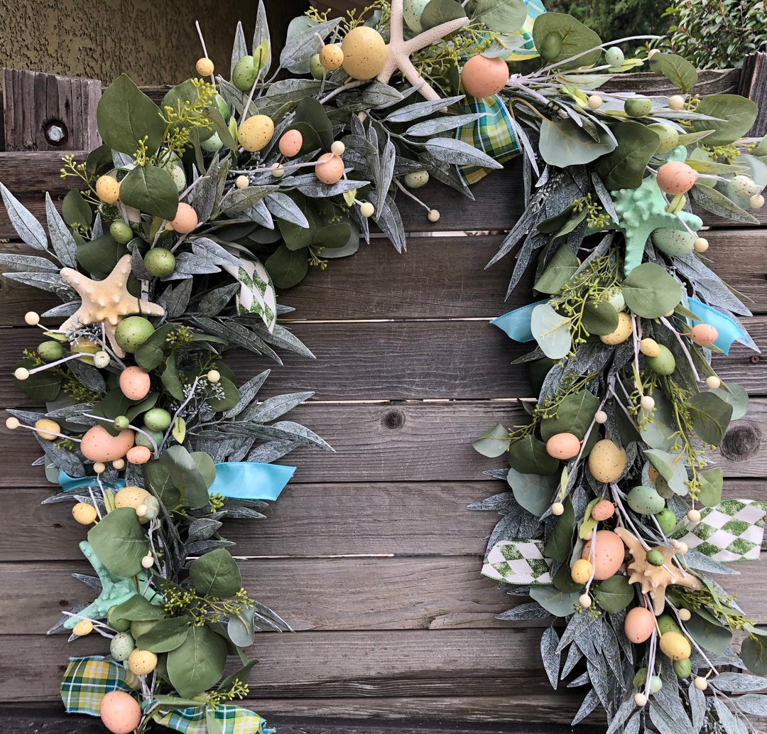 Easter Egg Starfish Garland Easter Table Decor Spring Sea Garland Egg ...