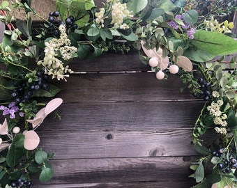 Blueberry Garland Blueberry Greenery Summer Garland Spring Berry Swag Blueberry Mantel Swag Blueberry Eucalyptus Swag Blueberry Table Decor