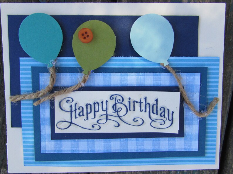 Birthday Cards Boy Girl Happy Birthday Stampin Up Cards Birthday Balloon Cards Pink Blue Birthday Cards Handmade Birthday Balloon Cards