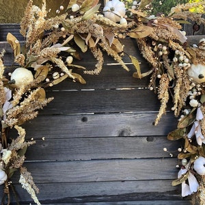 Fall Garland Thanksgiving Garland Fall Table Decor Fall Door Decor Thanksgiving Pumpkin Swag White Pumpkin Mantel Swag Fall Leaves Garland