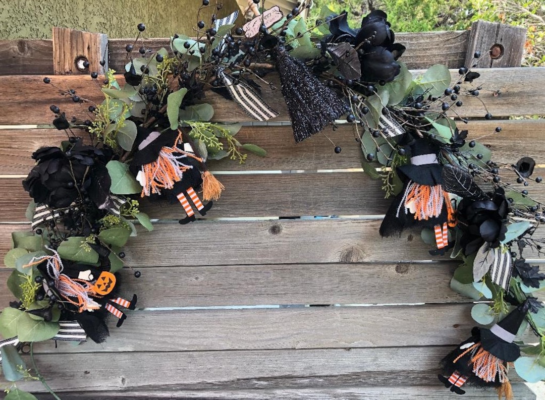 Halloween Garland Halloween Door Decor Witch Mantel Garland Witch's Hat ...