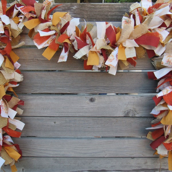 6' Thanksgiving Fabric Garland Fall Fabric Swag Thanksgiving Mantel Swag Pumpkin Fabric Swag Yellow Orange Burlap Decor Pumpkin Door Decor