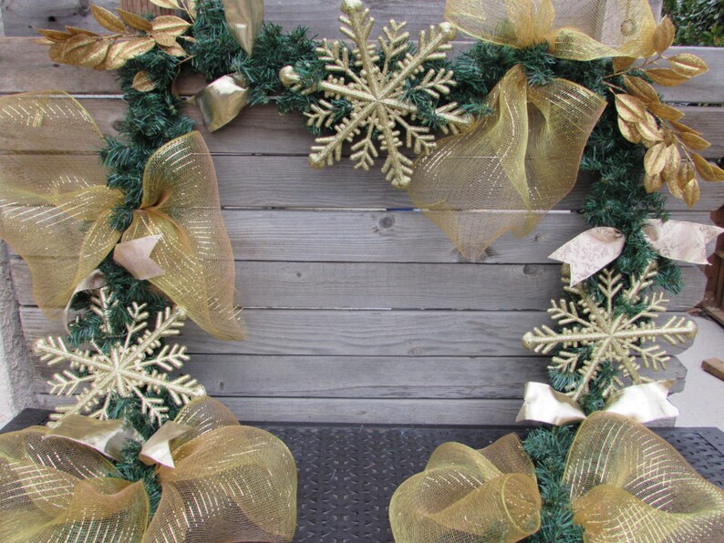 9 Christmas Garland Gold Garland Snowflake Garland Etsy