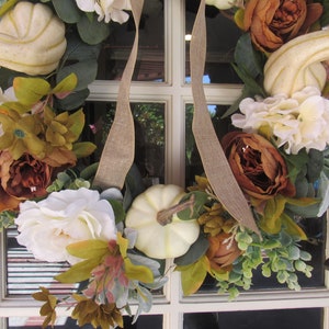 Fall Pumpkin Wreath Fall Gourd Wreath Fall Peony Door Decor Hydrangea Rose Wreath Thanksgiving White Pumpkin Wreath Fall Greenery Wreath bild 6