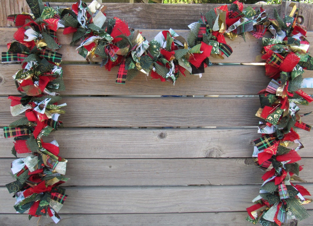 6' Christmas Fabric Garland Christmas Fabric Swag Red Etsy