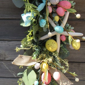 Easter Beach Garland Easter Egg Starfish Swag Egg Starfish Greenery ...