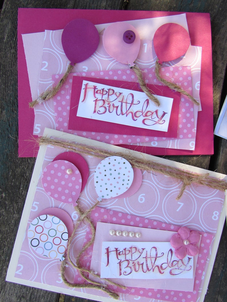 Birthday Cards Boy Girl Happy Birthday Stampin Up Cards Birthday Balloon Cards Pink Blue Birthday Cards Handmade Birthday Balloon Cards