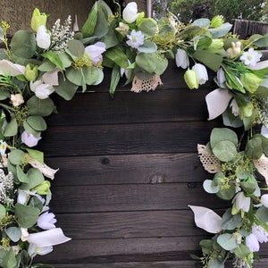 Easter Tulip Garland Easter Bunny Table Decor Easter Eucalyptus Mantel Swag Spring Floral Door Decor Bunny Door Garland Easter Bunny Garland