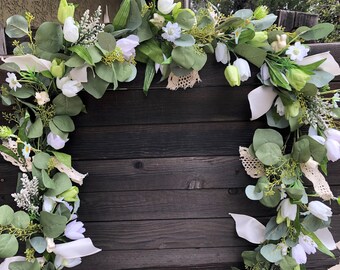 Easter Tulip Garland Easter Bunny Table Decor Easter Eucalyptus Mantel Swag Spring Floral Door Decor Bunny Door Garland Easter Bunny Garland