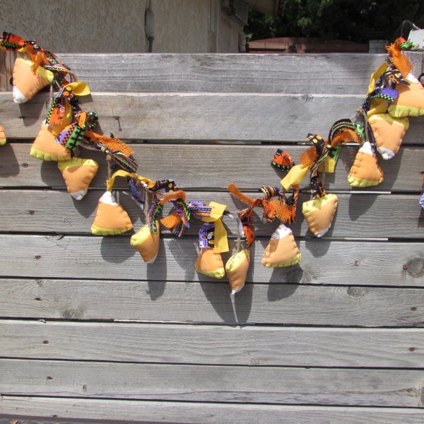 Candy Corn Garland Halloween Garland Halloween Fabric Garland Halloween Decor Candy Corn Decor Candy Corn Decor Halloween Decor Ghosts Bats