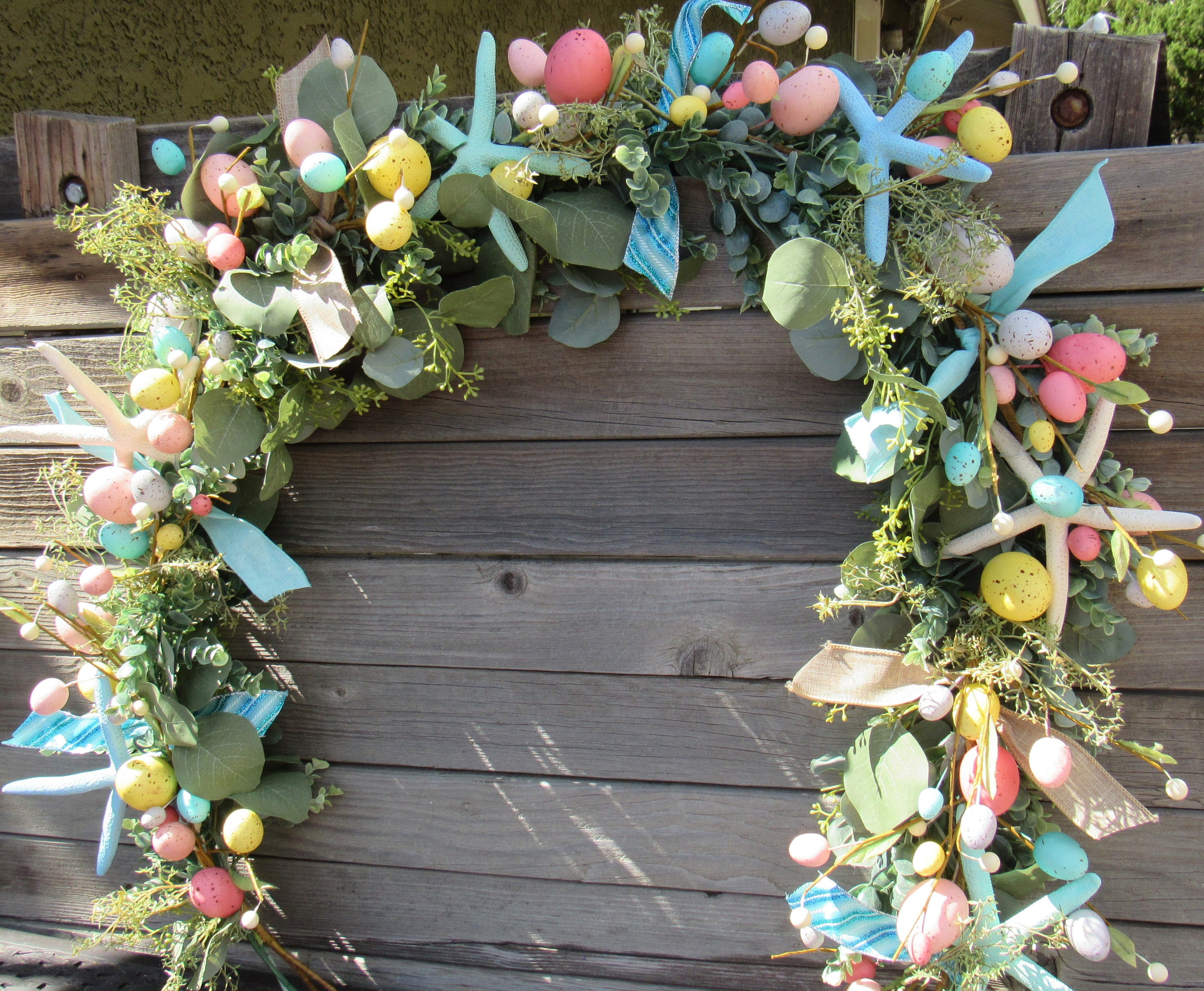 Easter Beach Garland Easter Egg Starfish Swag Egg Starfish Greenery ...