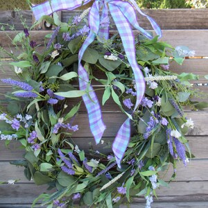 Spring Wreath Easter Flower Wreath Purple White Floral Door Decor Spring Eucalyptus Wreath Easter Greenery Wreath Lavender Eucalyptus Wreath