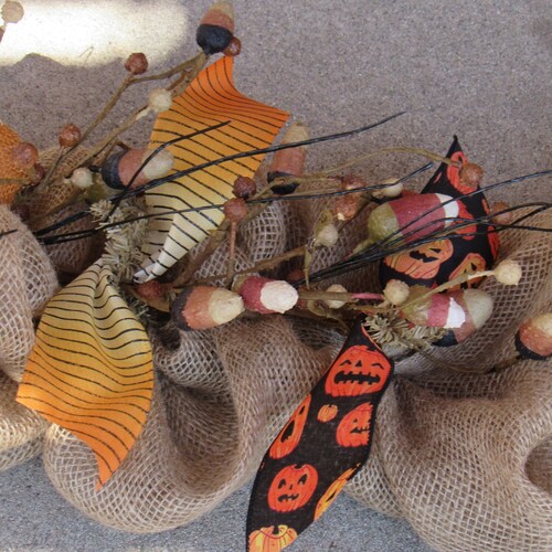 Halloween Garland Candy Corn Table Decor Halloween Jack O Lantern Mantel Swag Halloween Burlap Door Decor Rustic shops Pumpkin Candy Corn Garland