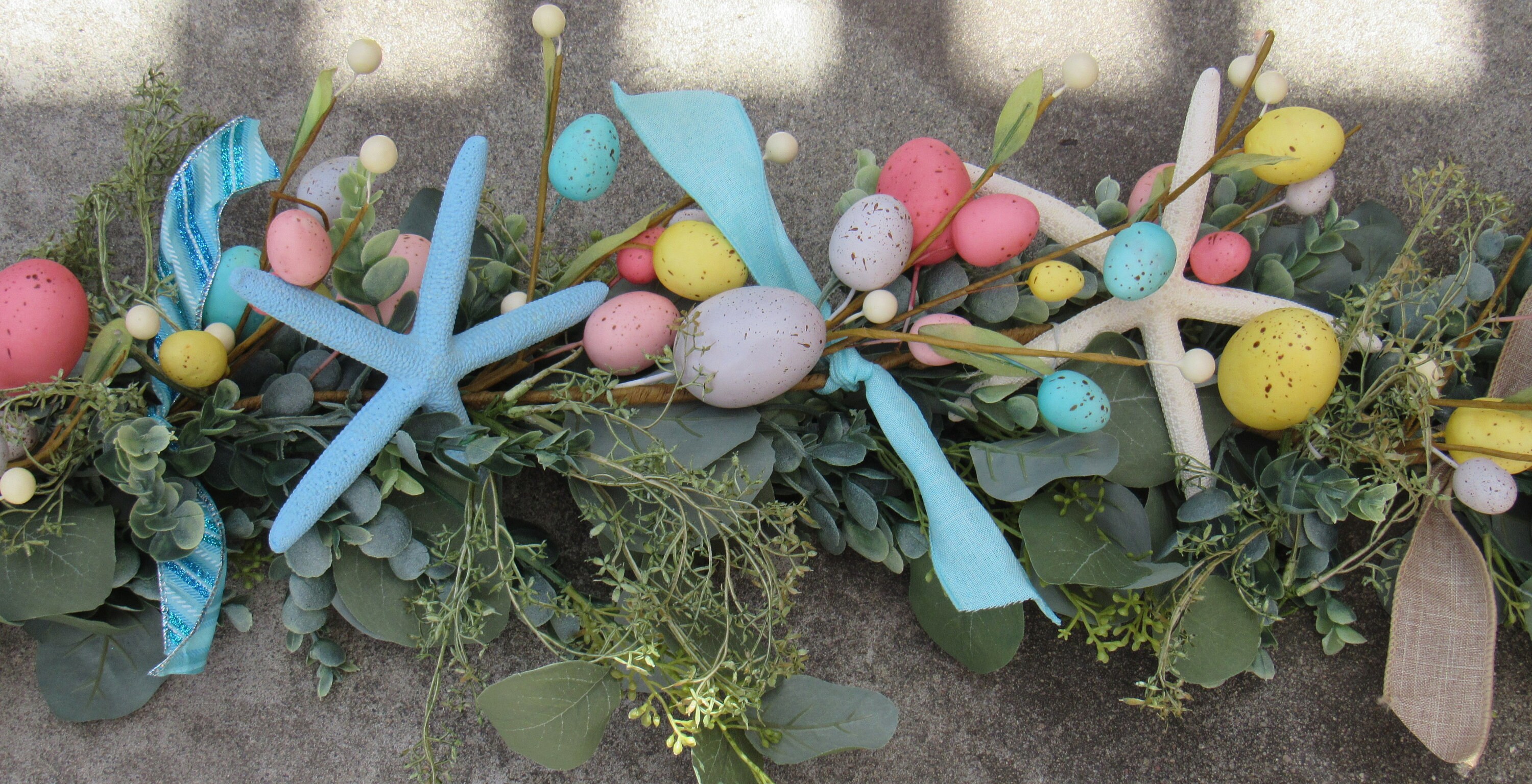 Easter Beach Garland Easter Egg Starfish Swag Egg Starfish Greenery ...