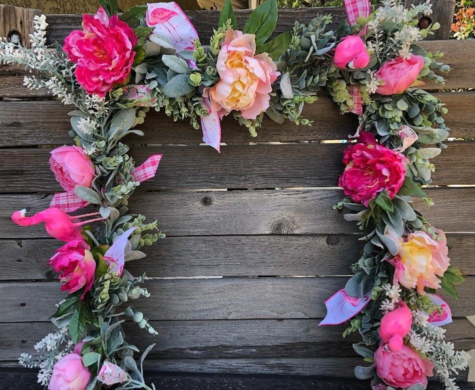 Flamingo Garland Summer Peony Garland Spring Flower Greenery