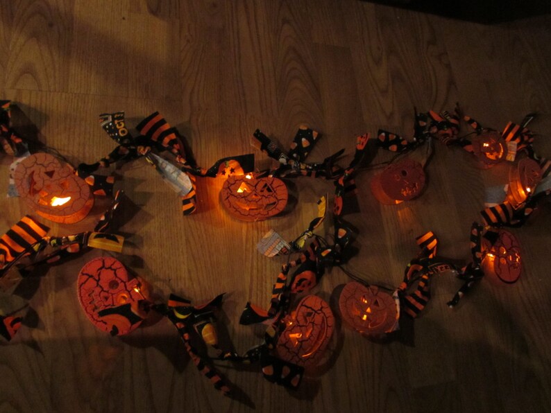 6' Halloween Lighted Garland Jack O Lantern Lighted Etsy