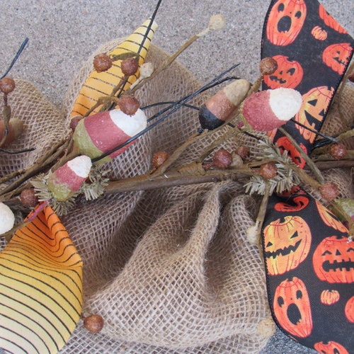 Halloween Garland Candy Corn Table Decor Halloween Jack O Lantern Mantel Swag Halloween Burlap Door Decor Rustic shops Pumpkin Candy Corn Garland