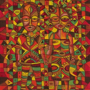 Twin 2 - Giclée art print of a happy couple holding hands