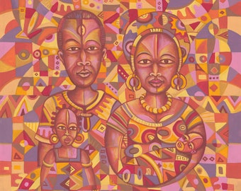 The Happy Family XXI - Original African painting