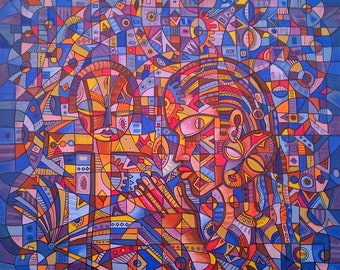 Prayer V - Original painting of African Christians