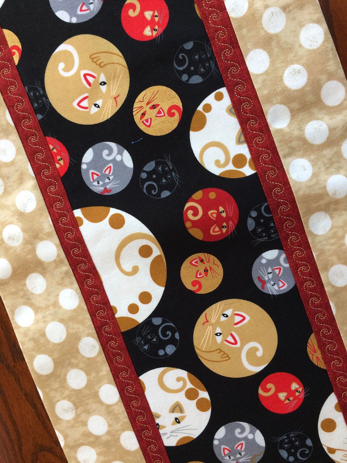 Cat Table Runner Kitty Table Runner Kittens Cats Whimsical Etsy