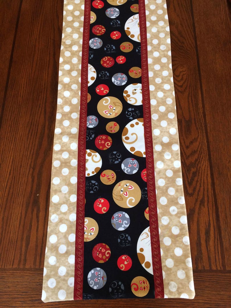 Cat Table Runner Kitty Table Runner Kittens Cats Whimsical Etsy