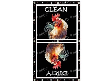Rooster Chicken Dishwasher Magnet – Clean Dirty Indicator - Choice of Size - Kitchen Decor